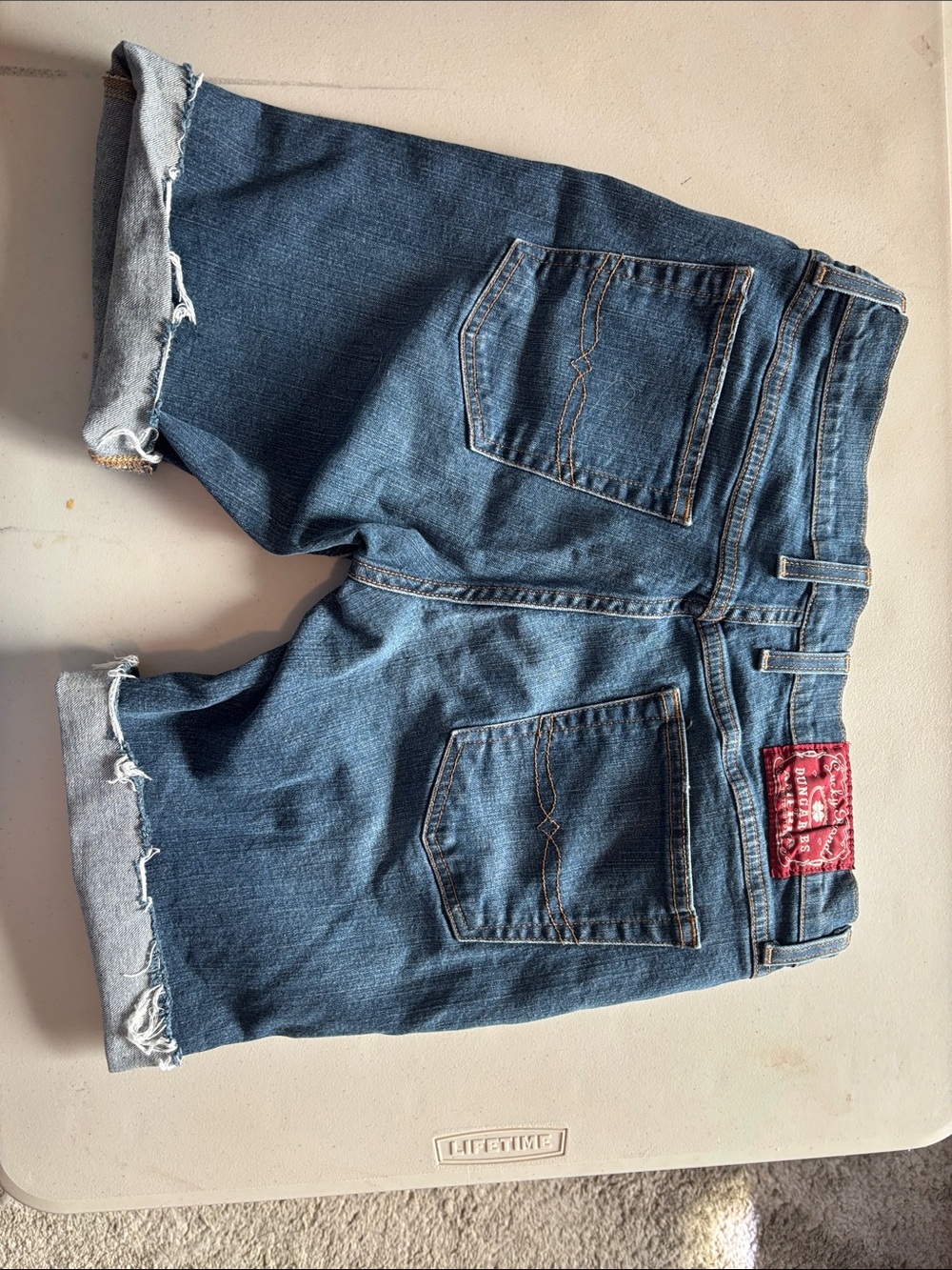 Lucky Brand Blue Relaxed Denim Shorts with Red Patch